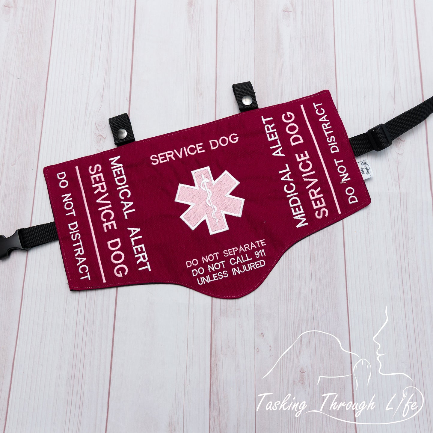 Premade Medium Cape - Burgundy SERVICE DOG Q25 - Fabric Flaw