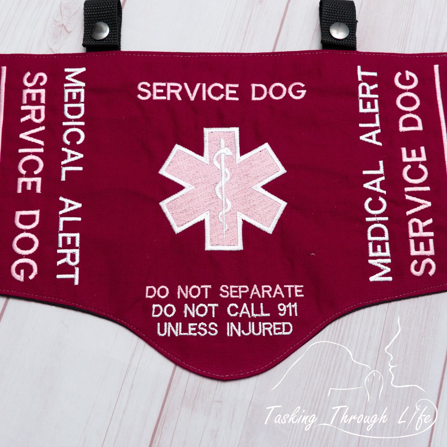 Premade Medium Cape - Burgundy SERVICE DOG Q25 - Fabric Flaw