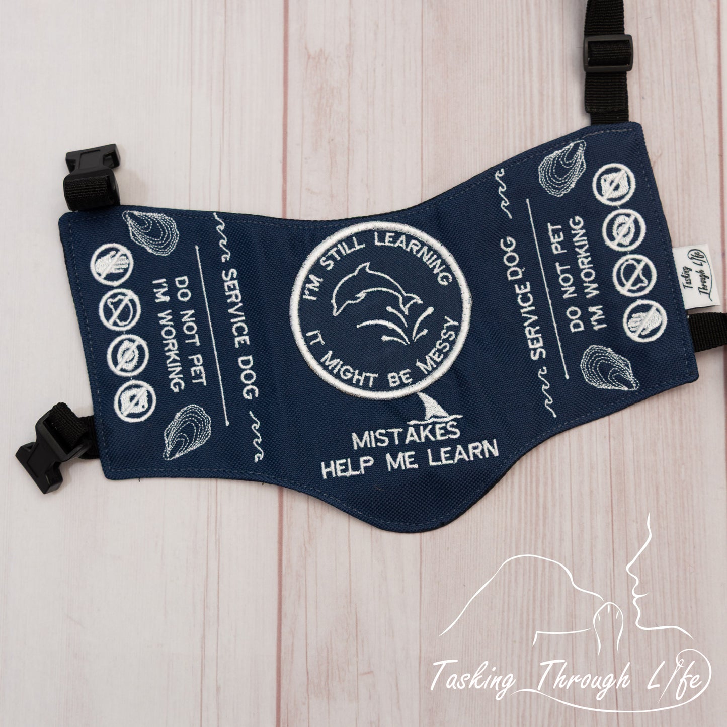 Premade X-Small  -  Midnight SERVICE DOG Ocean Q40 - Sitiching flaw