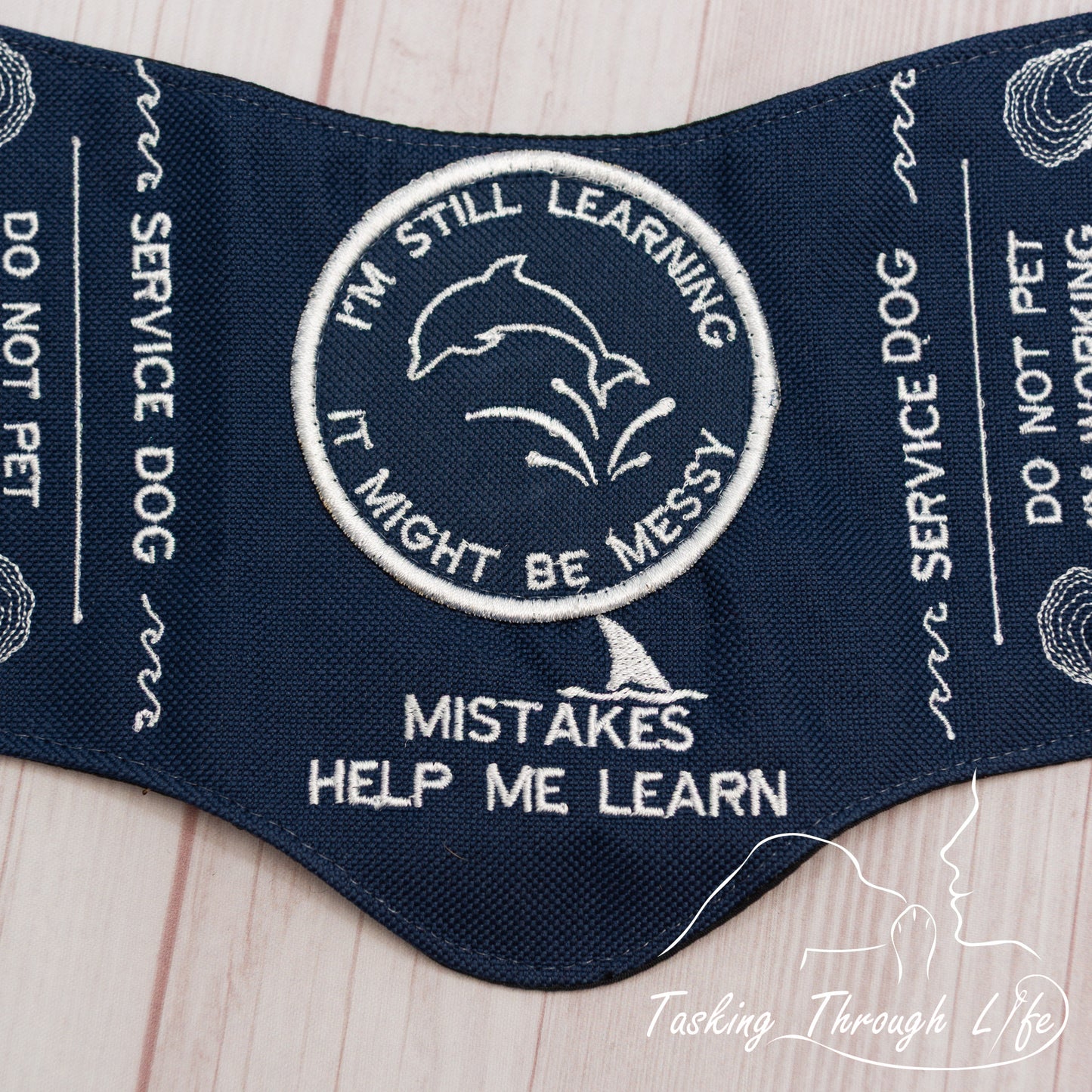 Premade X-Small  -  Midnight SERVICE DOG Ocean Q40 - Sitiching flaw