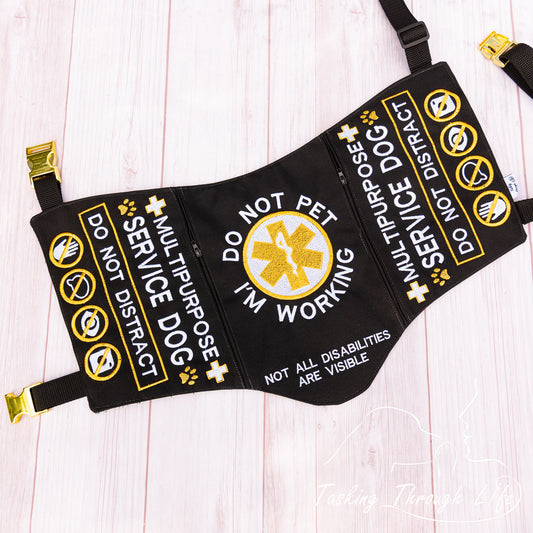 Premade Large  - Black Tie and Metallic Gold All that glitters stitching flaw Q30