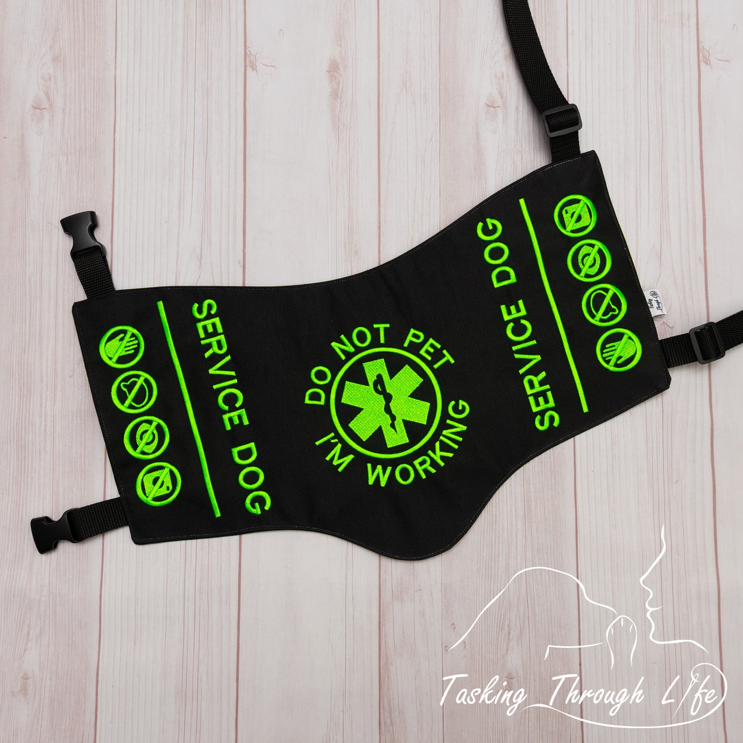 Premade Large - Black Tie Neon SERVICE DOG Q27
