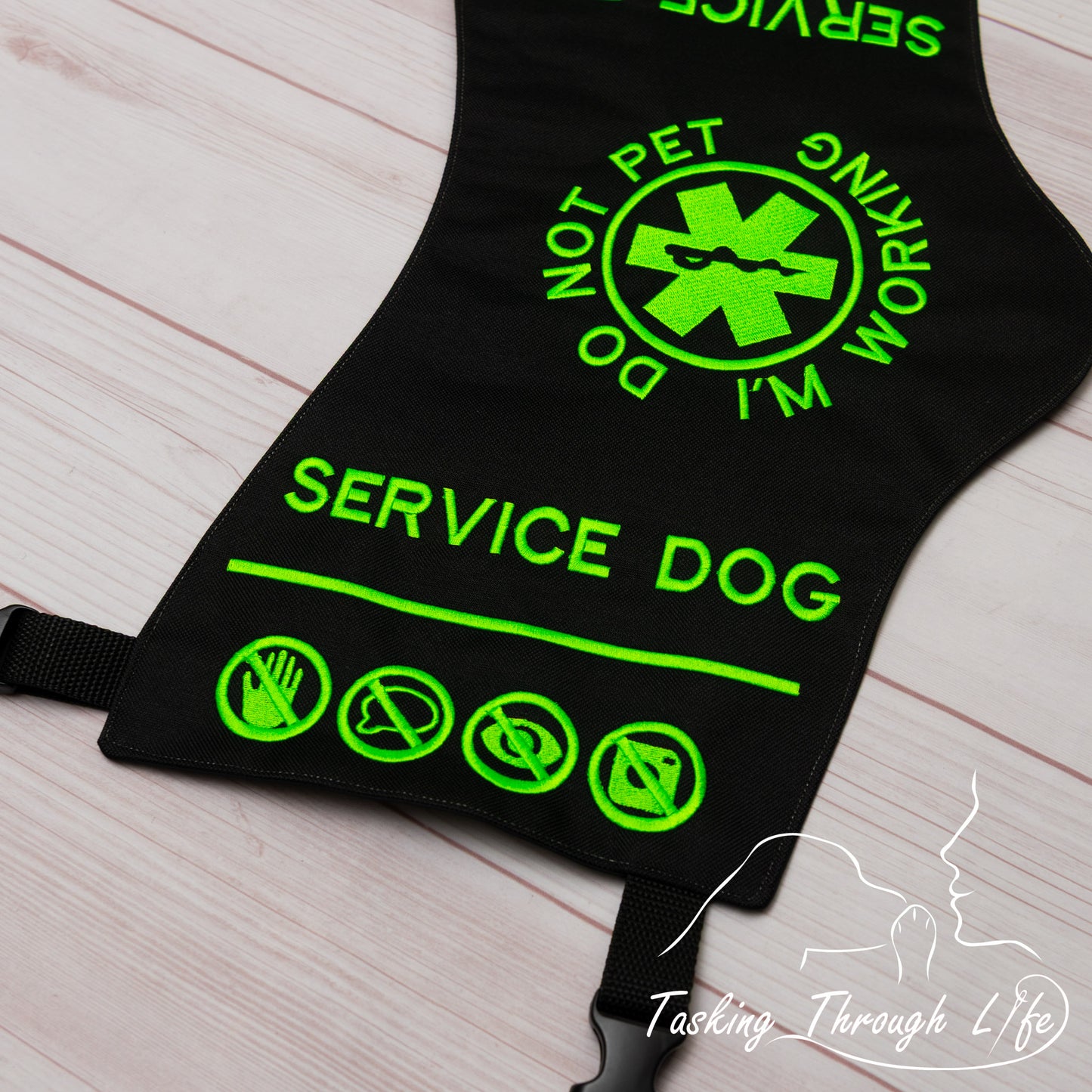 Premade Large - Black Tie Neon SERVICE DOG Q27