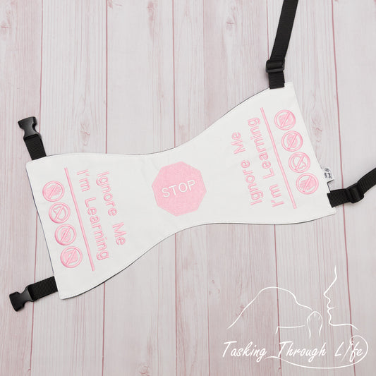 Premade Large Butterfly - White and pink Stop sign Q28