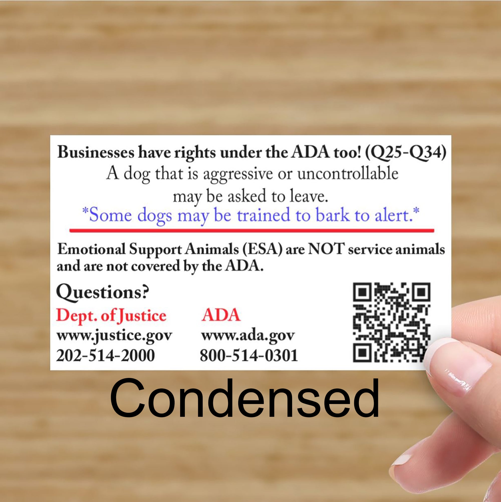 Condensed ADA Information cards – Tasking Through LIfe