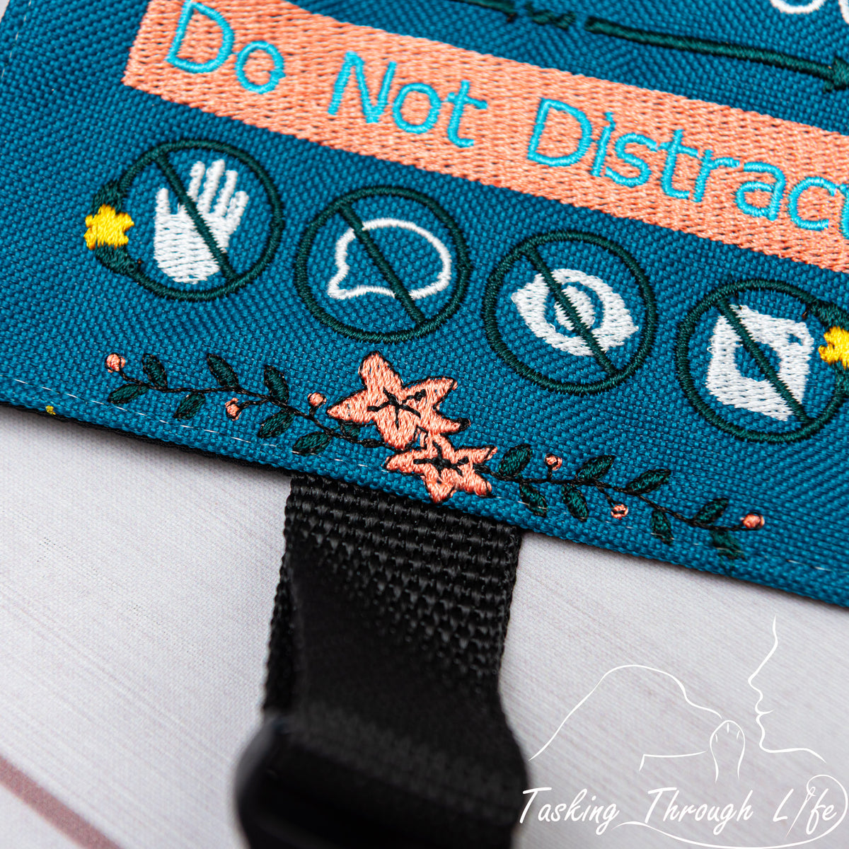 Premade Small - Floral Logo SERVICE DOG - Q6 - Stitching Flaw