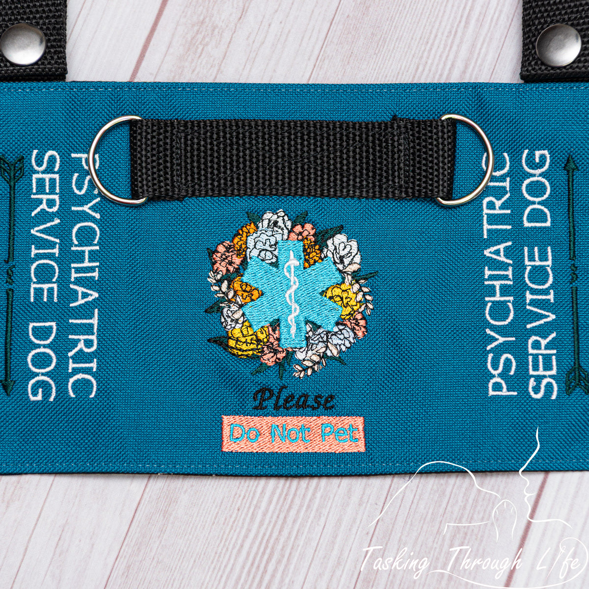 Premade Small - Floral Logo SERVICE DOG - Q6 - Stitching Flaw