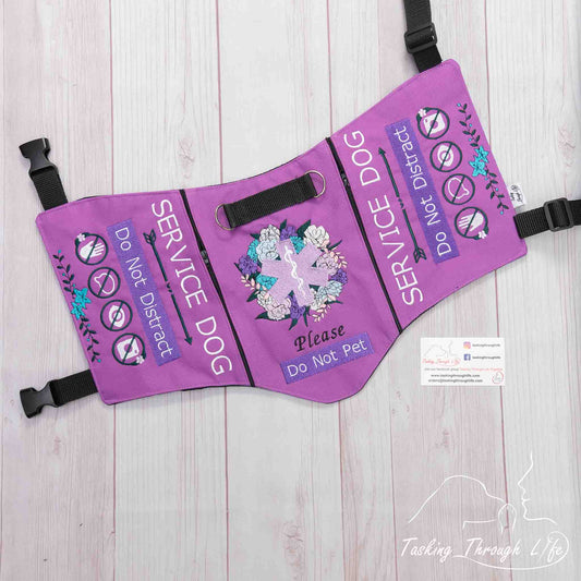 Premade Large Flowers Behind Logo-(Q8) - Stitching Flaw